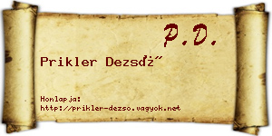 Prikler Dezső névjegykártya