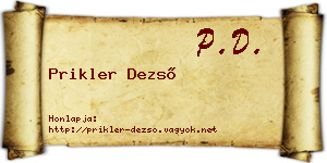 Prikler Dezső névjegykártya